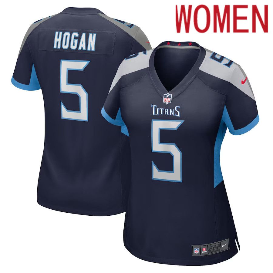 Women Tennessee Titans #5 Kevin Hogan Nike Navy Home Game Player NFL Jersey->women nfl jersey->Women Jersey